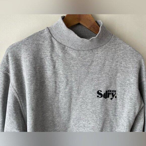 Superdry Ana High Neck Crew Sweatshirt grey oversized cotton blend slouchy 4 - Picture 5 of 14
